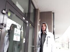 CH 730, Camera guy pays a young guy in a grey T and a white hooded jacket, to suck an