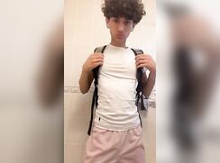 sexy young teen shows his ass after school