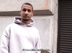 CH 747, Camera guy pays a young guy in a grey hoodie loitering in a street, to suck a