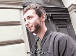 CH 748, Camera guy pays a young Slovakian guy in a black jacket and a green T, to suc