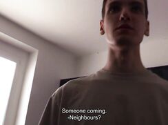 CH 750, Camera guy pays a young guy in alight brown T, viewing a flat to rent , to su