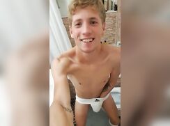 Cute Twink in Jock Cumming On Cam