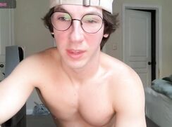 Nerd College Guy Enjoying Sex Toys and Cumming On His Bed