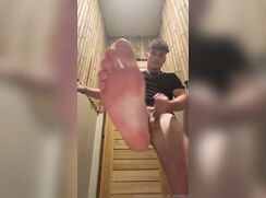 Zak showing off in restaurant bathroom