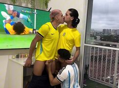 The football night turns into a gay threesome
