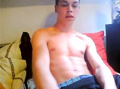 German College Abs wanks off his uncut cock and then takes a shower - AI Enhanced