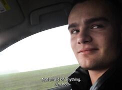 CH 777, Camera guy pays a young guy walking down the country road, in a black jacket,
