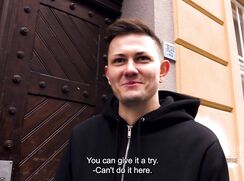 CH 778, Camera guy pays a young courier guy, in a black jacket and a black hoodie, to