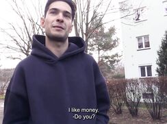 CH 782, Camera guy pays a young guy, in a dark blue hoodie, to suck and be fucked