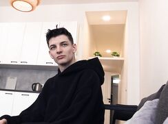 CH 796, Camera guy pays a young guy looking around a flat, in a black hoodie and a gr