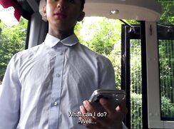 CH 800,  Camera guy pays a young guy, in a blue shirt with white thin stripes, to get