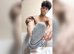 tito the latino twunk strips nd shows off b4 shower