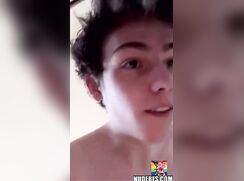 Handsome college boy wanks
