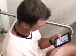 Caught Friend Wanking in Public Toilet