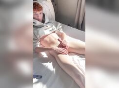 Smooth Ginger wanks on his bed