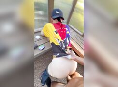 Pale white bubble butt fucking