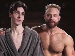 Two Daddies Use a Tied Up Twink