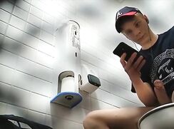 Young blond public bating