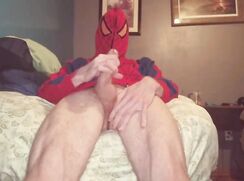 S07A07 - Masturbation in spiderman costume with cumshot