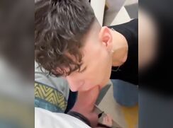 Inked boy deepthroats his friend