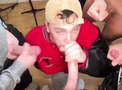 Oral talent bukkake facial
