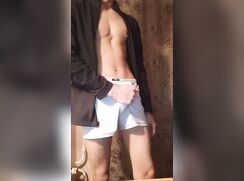 I undress in front of the camera and cum feat