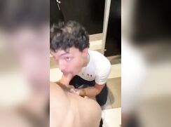 Latin boys suck and fuck on public restroom