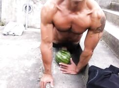 The COMPLETE Version! -Blackey Madison fucks a watermelon in public.