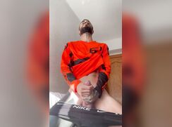 Tattooed Guy Teases Hard Cock While Pulling Down Shorts