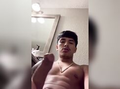 Horny Latino dude in the bathroom