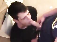 Waiting in line to nut in his mouth