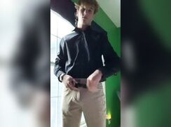 cute fit blonde strip and cumming bate