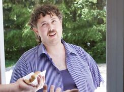 Enjoying a Hot Dog