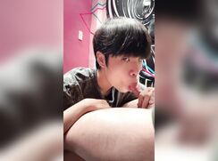 Cute Asian loves dick in his mouth