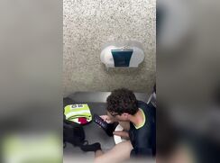 Young dude caught stroking in stall