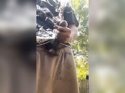 Black amateur - Just doing a lil yard work fertilizing and what not