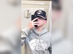 Big thick dick college boy unloads into the sink