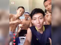 Horny Malaysian guy shows his dick in front of his friends then jerks-off