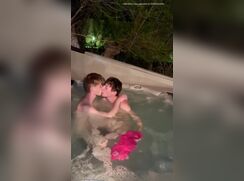 Blonde twink sucks his friend in the jacuzzi