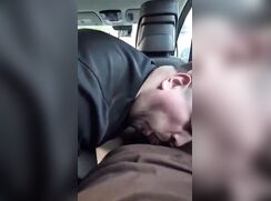 Backseat face fucked by thick Latino straight chub dick