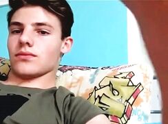 "BW" Super-Hot Dark Hair Long Cock Lad wanks off on webcam - AI Enhanced