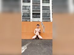 Chinese Exhibitionist Squirts cum wherever he is. Two videos repeated for ur pleasure