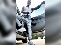 Black amateur - In the middle of the parking lot