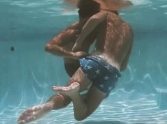 Hot summertime boys dick each other in  the pool