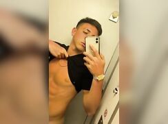 Argentine Twink Jerks in Plane Bathroom