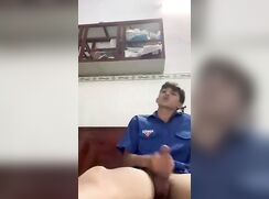 Having a quick wank after work