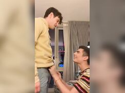 Kayleb Alexander, during the chat, is giving his friend a blowjob