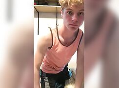 Blond Wavy Hair Uncut College Very Fit wanks off on webcam - AI Enhanced