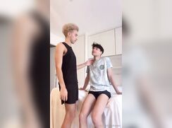 Dedicated twink Sucking the Huge Cock Down to the Balls