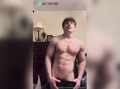Showing off my young muscular body and fucking my toy